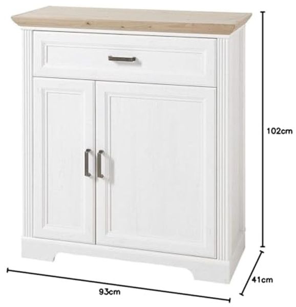Lomadox Schuhschrank JÜLICH-36 Landhaus in Pinie weiß mit Artisan Eiche, B/H/T: 93/102/41 cm Bild 3