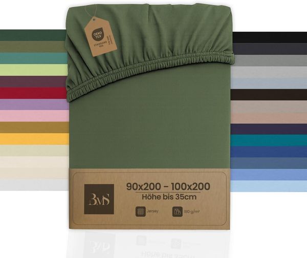Jersey Spannbettlaken dunkelgrün 90x200 - 100x200 cm Höhe bis 35cm