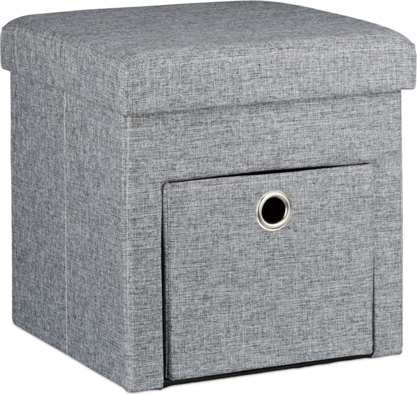 Faltbarer Sitzhocker Leinen mit Fach