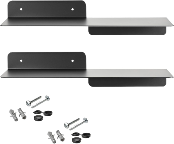 SO-TECH® Deko-Wandregal Schweberegal Wandboard HOVER I schmale Ablage aus Stahl, 2-tlg, 35 x 13 x 7,8 cm, schwarz, inkl. Befestigungsset