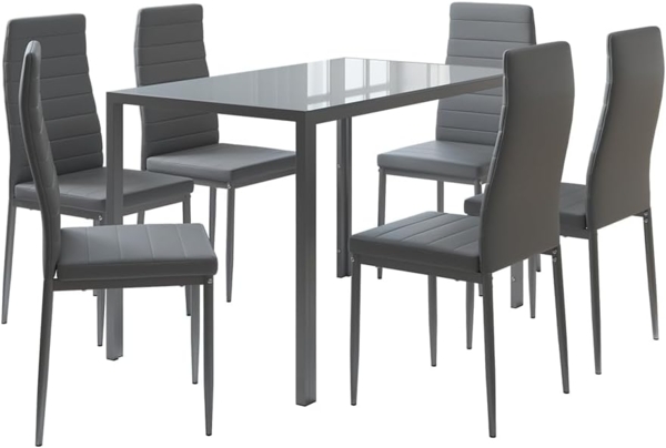 Vicco Essgruppe Grand, Grau, 120 x 75 cm 6er Set