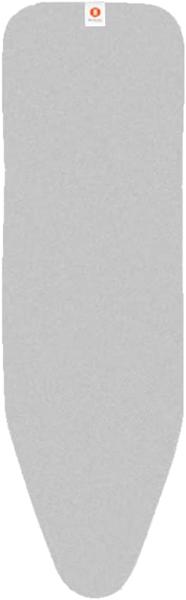 Brabantia Bügelbrett Bezug, Bügelbezug, Bügeltischbezug, Bügelbrettbezug, Baumwolle metallisiert & 2mm Schaumstoff, mit Kordelzug, Größe B, 124 x 38 cm, Silber, 317705