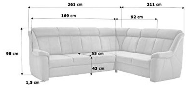 Cavadore Ecksofa Beata im modernen Design / Polstercouch in L-Form / 261 x 98 x 211 / Mikrofaser Anthrazit Bild 3