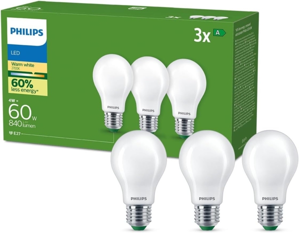 Philips Classic LED-A-Label Lampe 60W E27 matt warmws 3er Pack