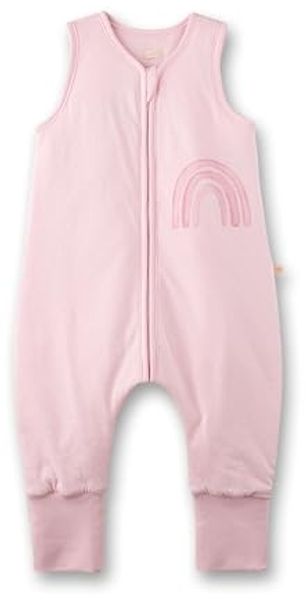 SANETTA Baby-Schlafsack mit Füßen Rosa | Praktischer und bequemer Unisex-Schlafsack aus Bio-Baumwolle. Baby-Schlafsack mit Reißverschluss und Regenbogen-Print | Baby Sleeping Bag