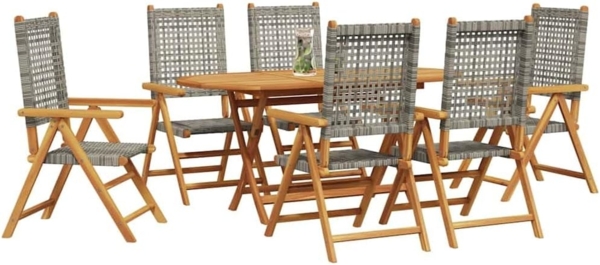 vidaXL Garten Essgruppe 7 pcs Grau Massivholz Akazie 3375733