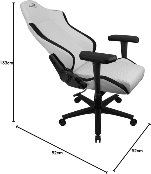 Aerocool CROWNMOONSW Weiß, Ergonomischer Gaming Stuhl, Verstellbare Kissen, Premium Kunstleder Bild 2