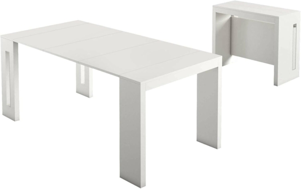 Dmora - Ausziehbare Konsole Glicine, ausziehbarer Esstisch, Mehrzweckkonsole mit Verlängerungen, 100 % Made in Italy, 186 x 80 x 76 cm, Weiß, Bild 2