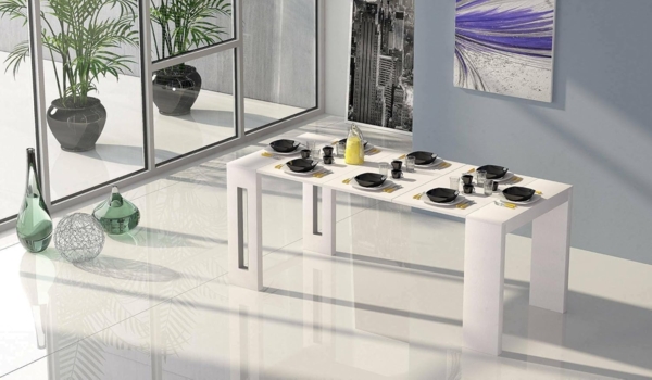 Dmora - Ausziehbare Konsole Glicine, ausziehbarer Esstisch, Mehrzweckkonsole mit Verlängerungen, 100 % Made in Italy, 186 x 80 x 76 cm, Weiß, Bild 1