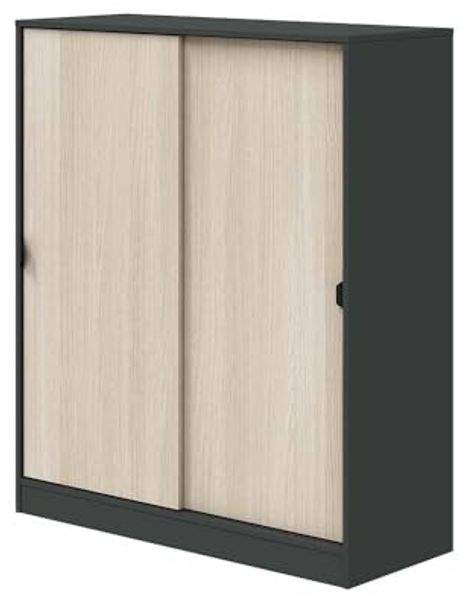 Schuhschrank >GARONA< 6 Fächer, Anthrazitgrau / Eiche Dekor - 100x119x40 (BxHxT)