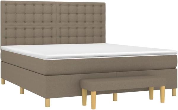 vidaXL Boxspringbett mit Matratze Taupe 160x200 cm Stoff 3137489