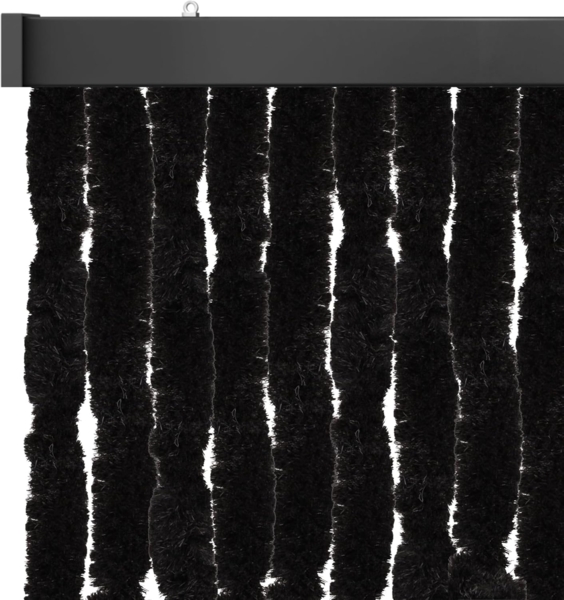 Flauschvorhang 120x200 ( Schwarz ), perfekter Insekten- und Sichtschutz für Ihre Balkon- und Terrassentür, viele Farben