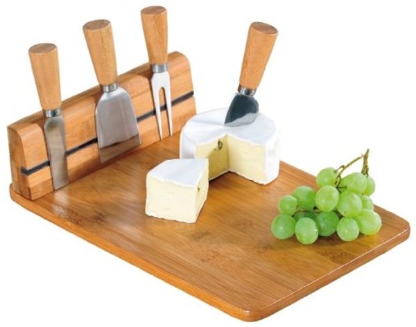 Kesper | Käseschneidebrett mit Besteck, Material: Bambus, Edelstahl, Maße: 30 x 20 x 8 cm, Farbe: Weiß | 58641 13