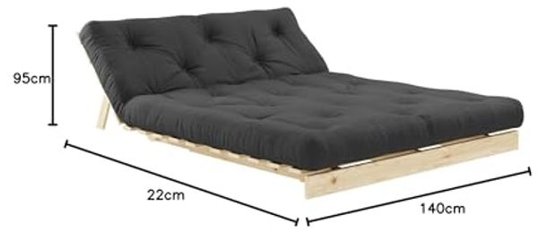 KARUP DESIGN ROOTS Futonsofa Gestell Unbehandelt Matratze Dunkelgrau Bild 2