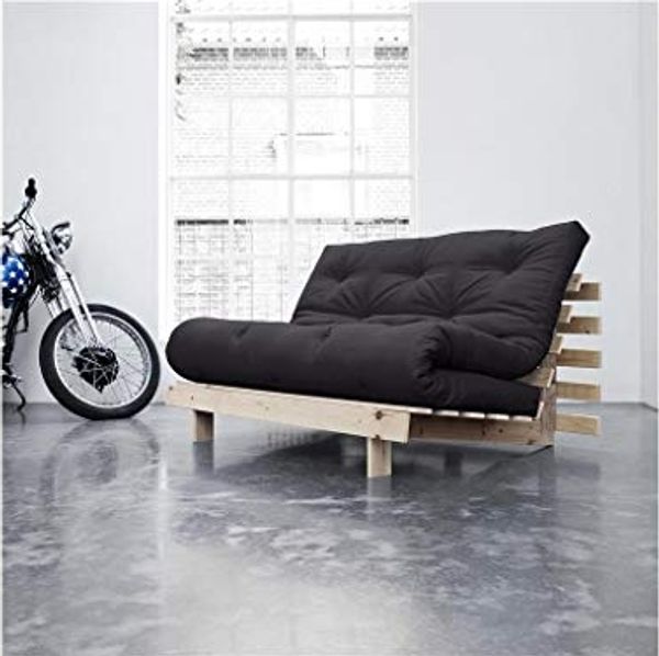 KARUP DESIGN ROOTS Futonsofa Gestell Unbehandelt Matratze Dunkelgrau