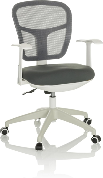 hjh OFFICE Bürostuhl TOP 108 W Stoff/Netzstoff Drehstuhl Arbeitsstuhl mit neigbarer Rückenlehne, gepolstert, Grau/Weiß, 729441