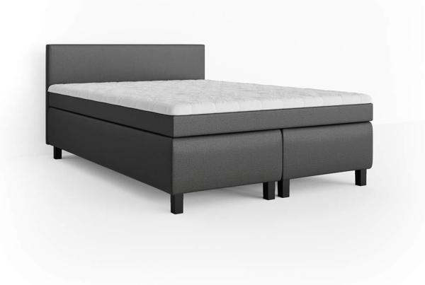 Boxspringbett mit Federkernmatratze und Komfortschaum-Topper, grau, 140x200 cm