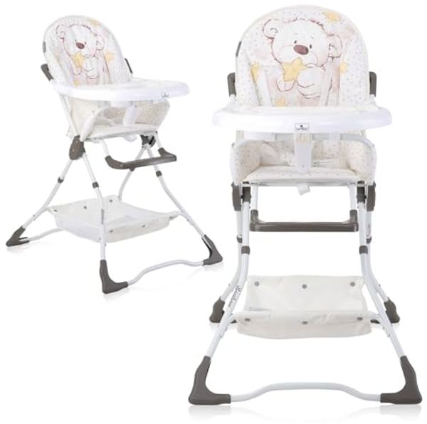 Lorelli Kinderhochstuhl Bonbon Bechervertiefung, klappbar, doppelter Tisch, Korb weiß beige
