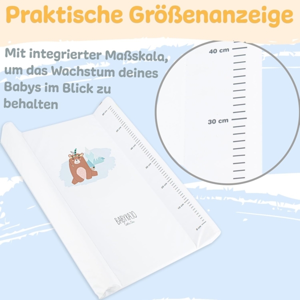Wickelauflage 50x70 cm - abwaschbare Wickelunterlage mit Lineal - stabile Wickeltischauflage fürs Babybett - stark gepolstert, rutschfest, PVC - Wickelmatte in verschiedenen Designs Bild 6