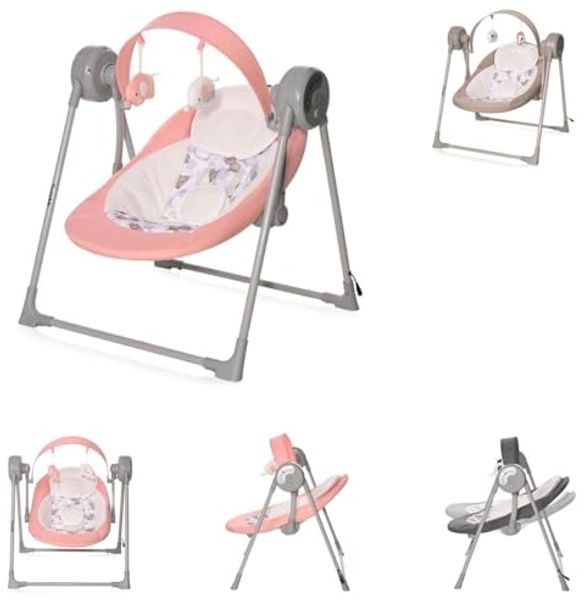 Lorelli Babywippe Twinkle klappbar Musik Schwingfunktion, Timer Fernbedienung rosa
