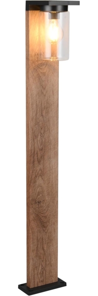 Wegeleuchte ARDILA Laterne in Schwarz & Holzoptik mit Glasschirm, Höhe 100cm