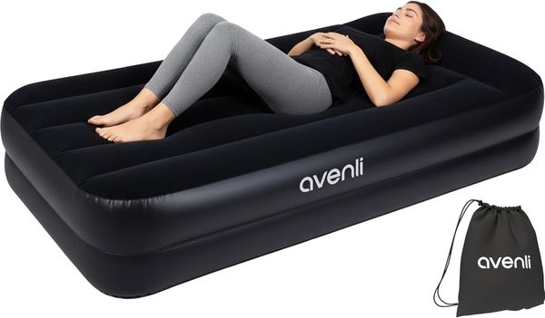 Avenli Luftmatratze Luftbett selbstaufblasend 195x96x46cm hoch, (Gästebett aufblasbar mit integrierter Elektropumpe für 1 Person, 2-St, mit Pumpe und Tragetasche), Aufblasbares Reise Bett inklusive Pumpe und Tragetasche