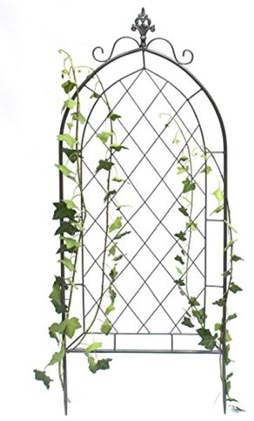 DanDiBo Rankhilfe Metall Rankgitter 120 cm Grau 96193 Kletterhilfe Bodenstecker Blumenhalter Ranksäule