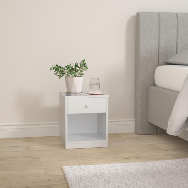 Weiß Nachttisch aus Holz - Schmetterlinge - Nachtschrank mit Schublade für Kinder Bild 2