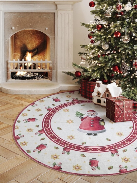 Villeroy & Boch Teppich Toy's Delight Limited Edition Santa Claus, rund, Höhe: 3 mm, Limited Edition, Weihnachten, Wohnzimmer, Baumrock, Waschbar, Rund