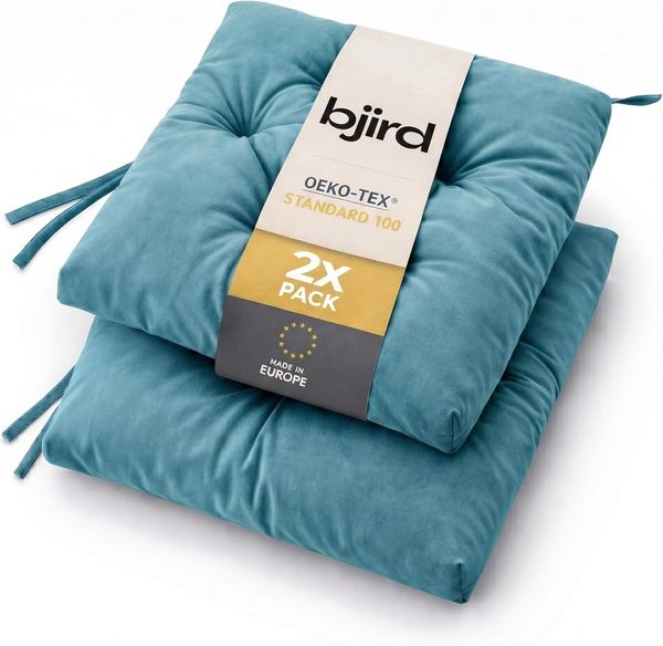 Bjird Stuhlkissen 45x45 cm - Wasserdichtes Gartenkissen für Stühle & Sessel, Wetterfest & Pflegeleicht - Dickes Sitzkissen 6 cm - Outdoor geeignet