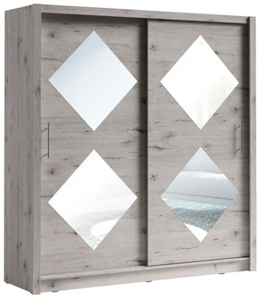 Schiebetürenschrank Bora Kleiderschrank 205 x 62 x 215 cm wellington Eiche mit Spiegel