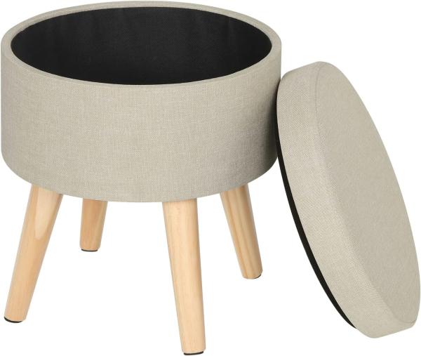 Sitzhocker Fußhocker mit Stauraum SH08 cremeweiß