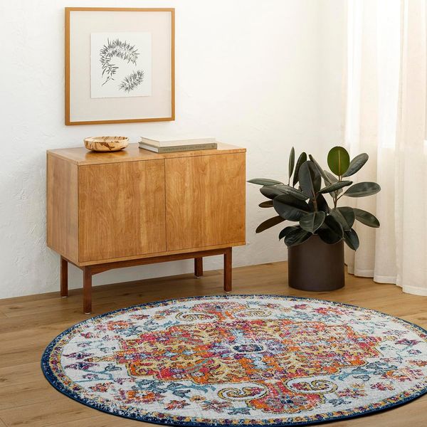 Livabliss Teppich MUNICH, rund, Höhe: 12 mm, Vintage Orientteppich, Traditional Kurzflor Boho Wohnzimmerteppich