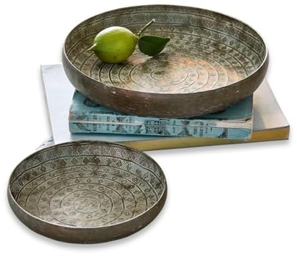 Mirabeau Tablett Tablett 2er Set Birse antikbronze, Aluminium
