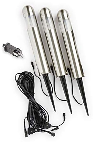KONSTSMIDE No. 7451-000 Outdoor Amalfi High Power LED Erdspießleuchten 3er-Set Edelstahl