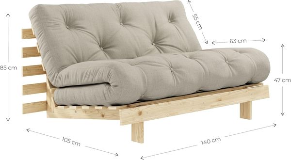 Karup Design ROOTS Futonsofa Gestell Unbehandelt, Matratze Leinen