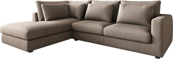 Ecksofa Isla 330x225 cm Bouclé Schlamm Ottomane links