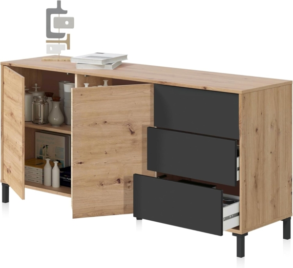 Habitdesign 0 Anrichte, Holz, 154 cm (Ancho) x 74 cm (Alto) x 41 cm (Boden)