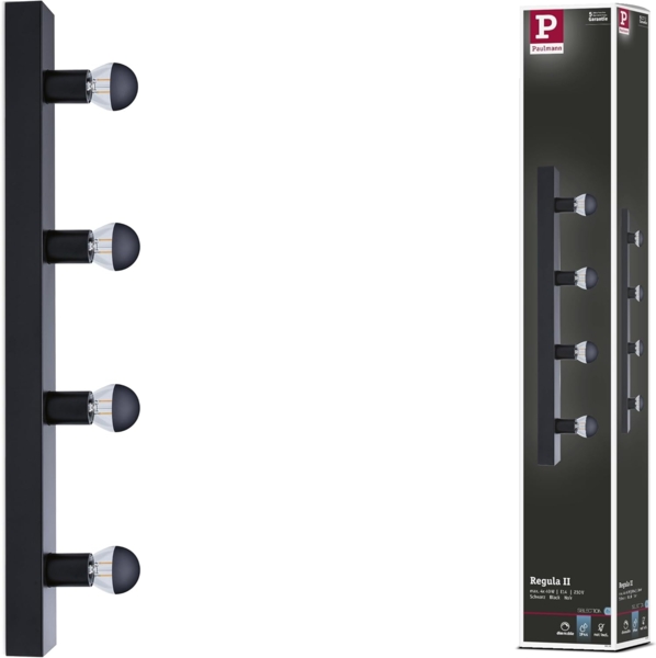 Paulmann 80099 Spiegelleuchte Regula II 4-flammig E14 Schwarz IP44