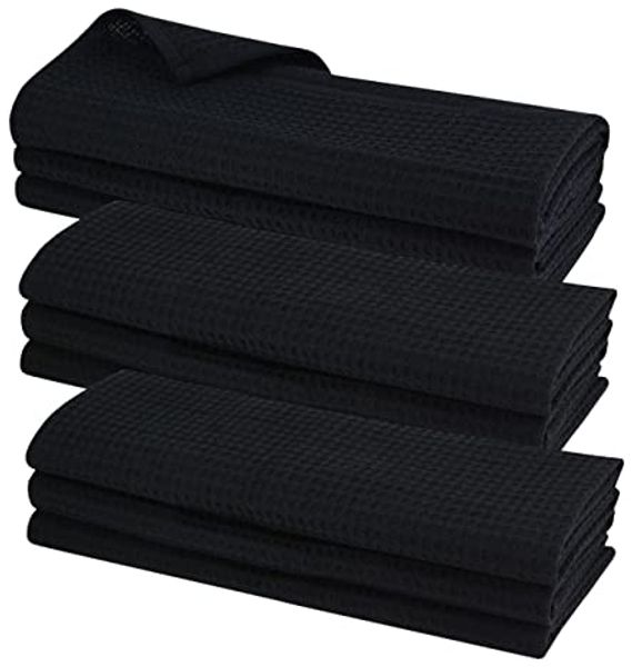 Engelland Geschirrtuch Poliertuch, (Vorteils-Set, 9-tlg, Waffel-Pique), 100 % Baumwolle, integrierte Aufhängeschlaufe, 70 x 50 cm