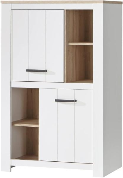 Highboard Eike 4 weiß Eiche Bianco 87x144x43 cm Wohnzimmerschrank