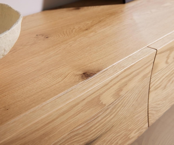 Lowboard Wyatt 220 cm Eiche Natur 4 Schübe V-Fuß Metall Schwarz Bild 7