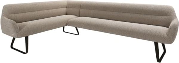 Esszimmerbank Taya-Flex 285x190 cm Bouclé Schlamm Kufengestell flach Schwarz Taschenfederkern Rechts
