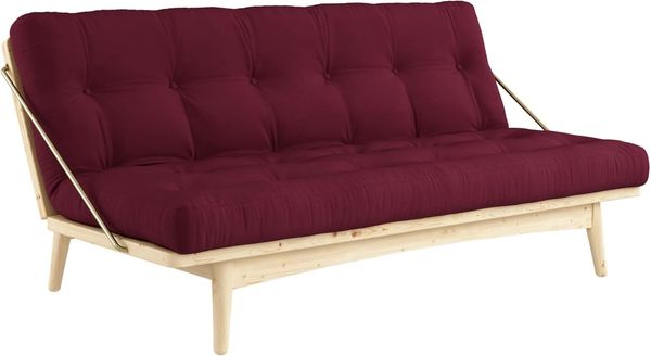 Karup Design Schlafsofa FOLK Gestell Natur, Matratze Bordeaux