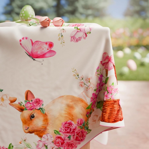 PETTI Artigiani Italiani - Tischdecke für Ostern, schmutzabweisend, rechteckig, für Ostern, für Küche, Design Pink Bunnys X12, Sitzer (140x240 cm), 100% Made in Italy Bild 4