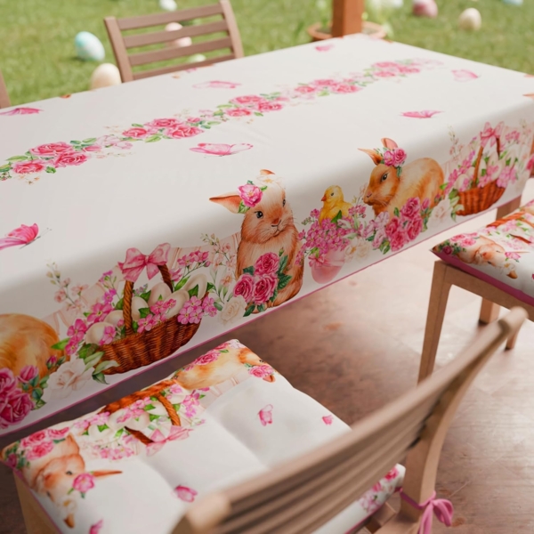 PETTI Artigiani Italiani - Tischdecke für Ostern, schmutzabweisend, rechteckig, für Ostern, für Küche, Design Pink Bunnys X12, Sitzer (140x240 cm), 100% Made in Italy Bild 5
