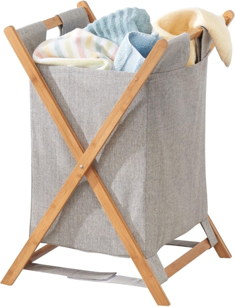mDesign Faltbarer Wäschekorb Wäschebox Wäschesammler Bambus Polyester