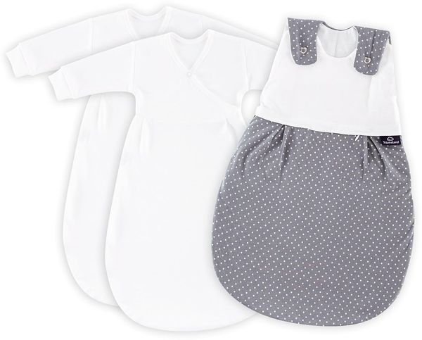 Träumeland Babyschlafsack LIEBMICH 3tlg. Set Pünktchen grau, Größe 50/56
