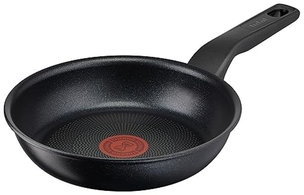 Tefal G30302 Titanium Force Bratpfanne | 20 cm | extra haltbare Antihaft-Beschichtung | Thermo Signal Temperaturanzeiger | induktionsgeeignet | Schüttrand | Schwarz