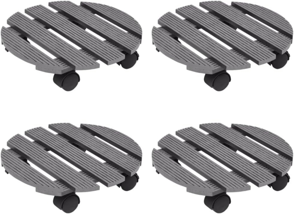 vidaXL Pflanzenroller 4 Stk. Grau Ø30x7,5 cm WPC 3143924